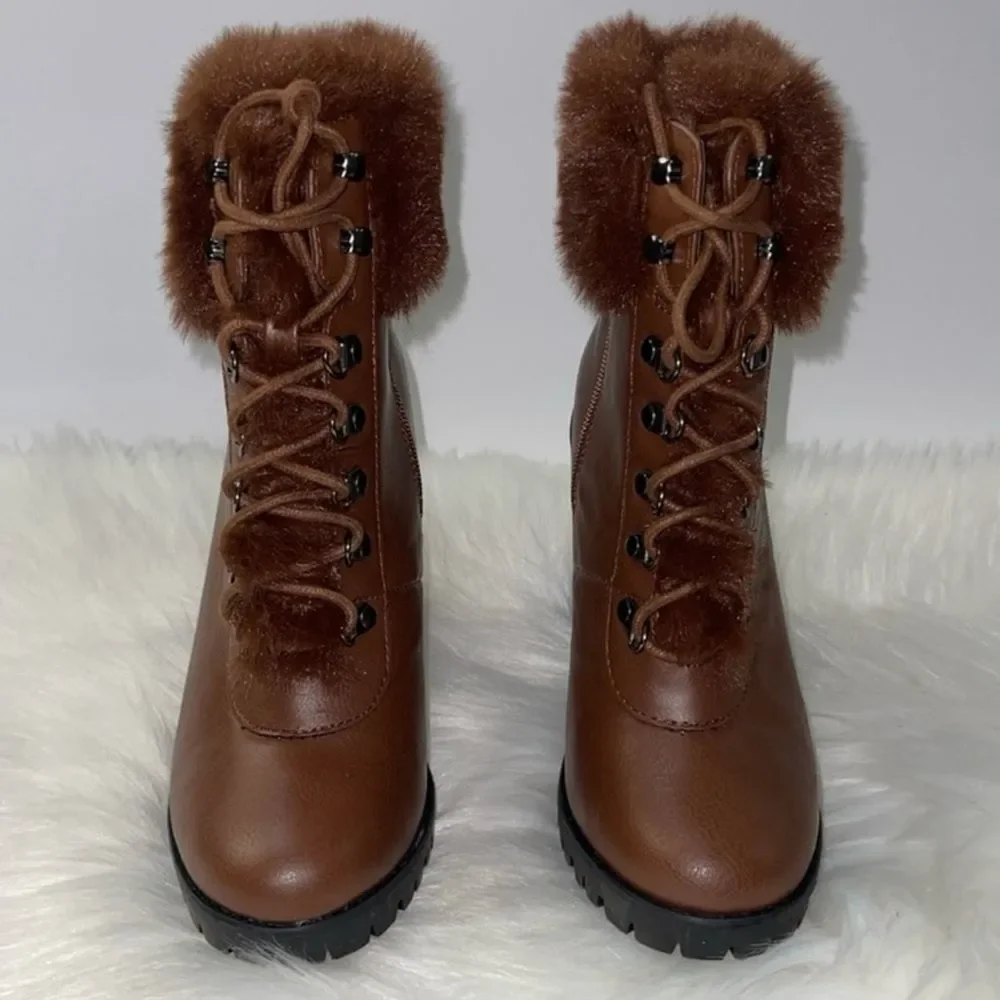 BCBGeneration Womens Pelica Faux Leather Combat & Lace-up Boots Shoes. Sz 7.5M