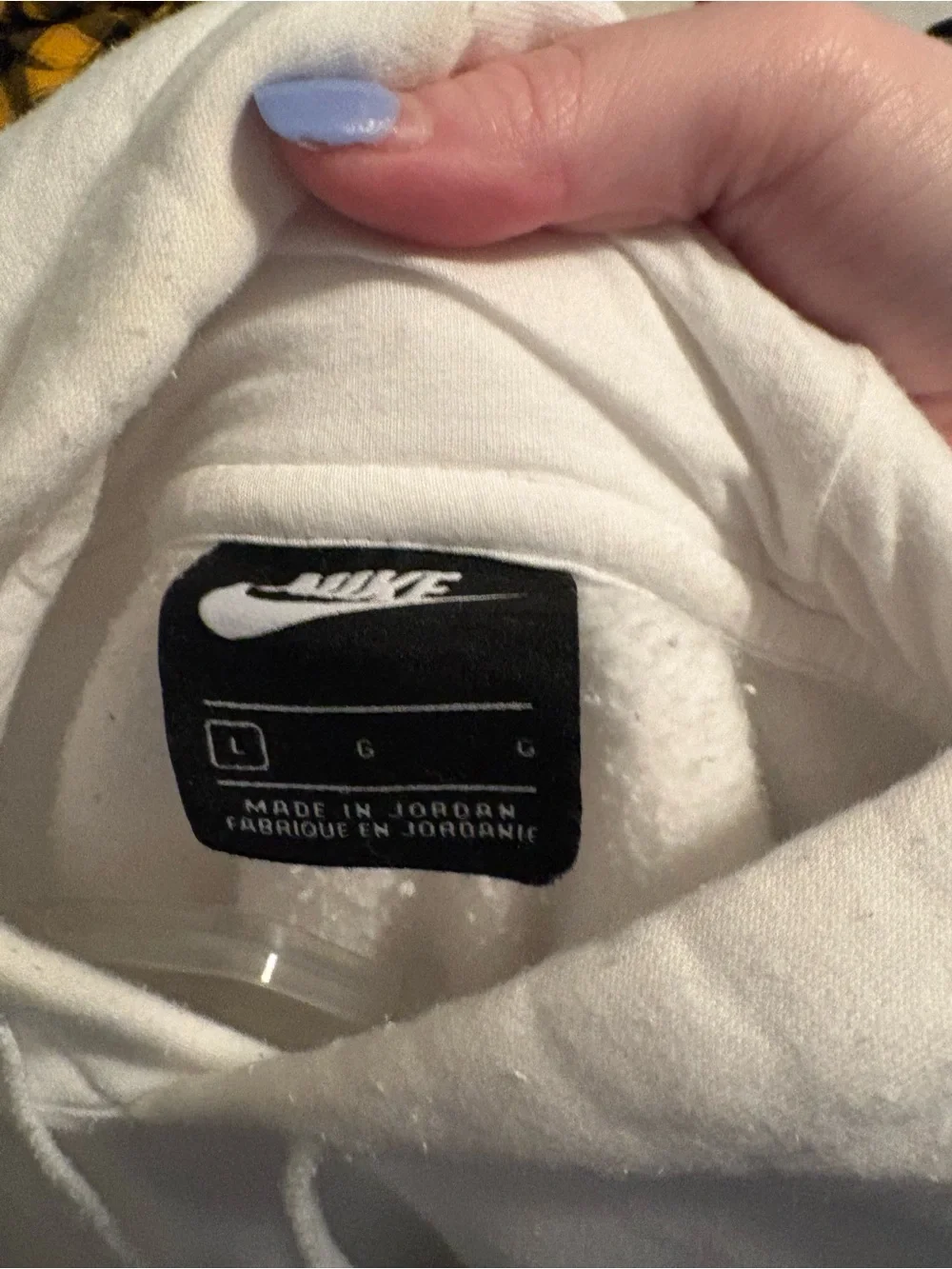 Nike White Crewneck Pullover Hoodie with Black Swoosh