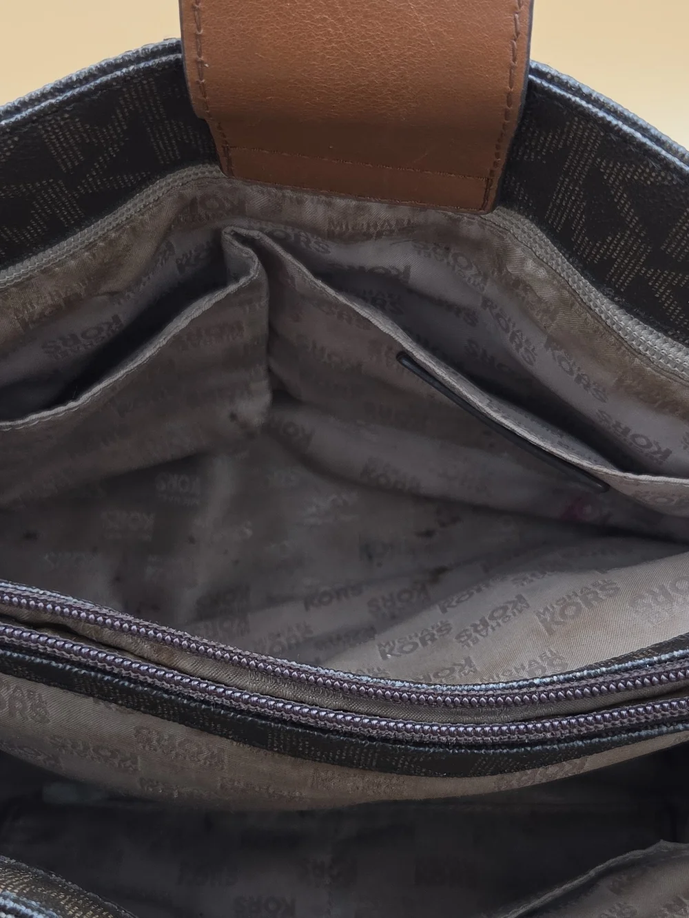 Michael Kors Brown MK Logo Satchel Bag