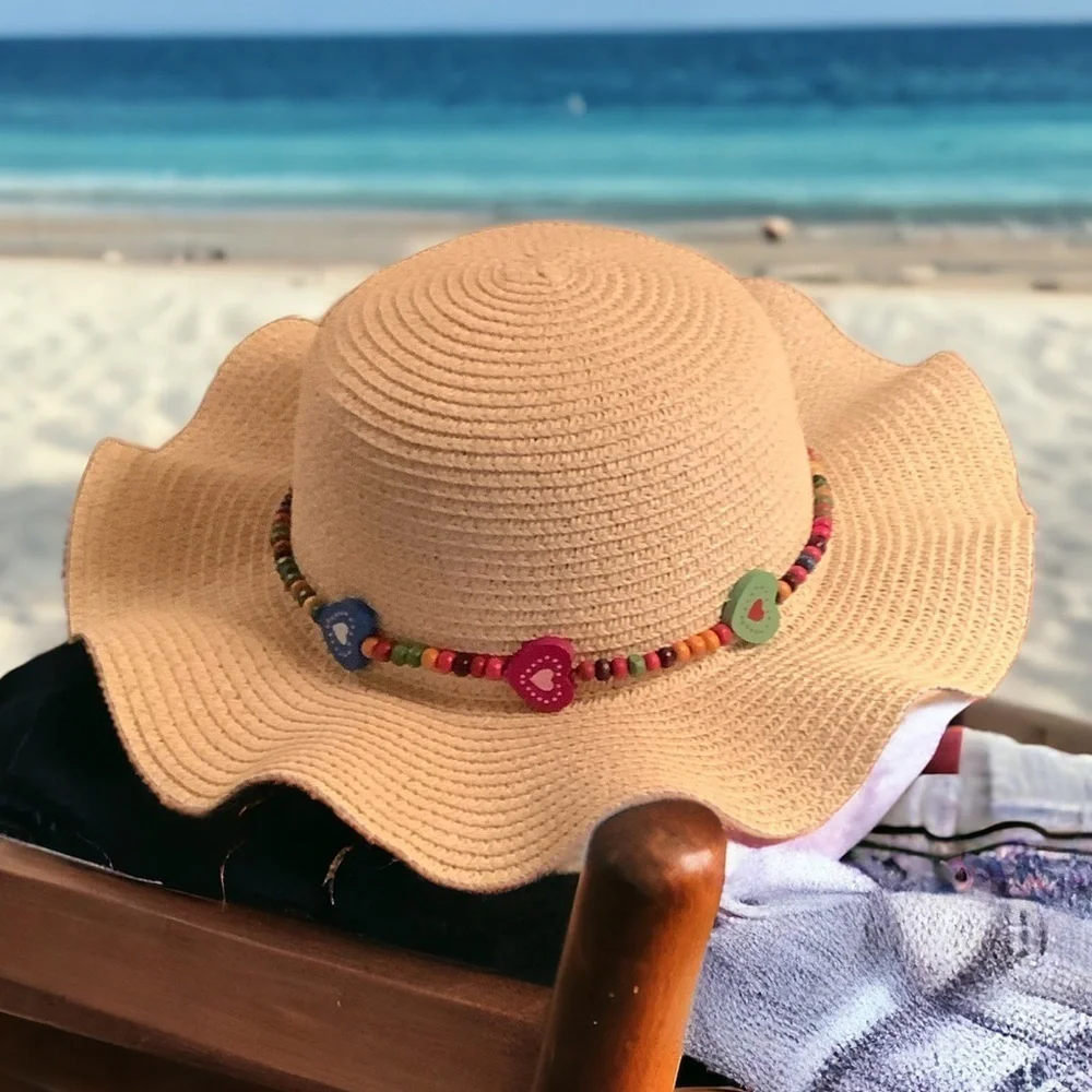 Children’s Beaded Straw Sun Beach Hat