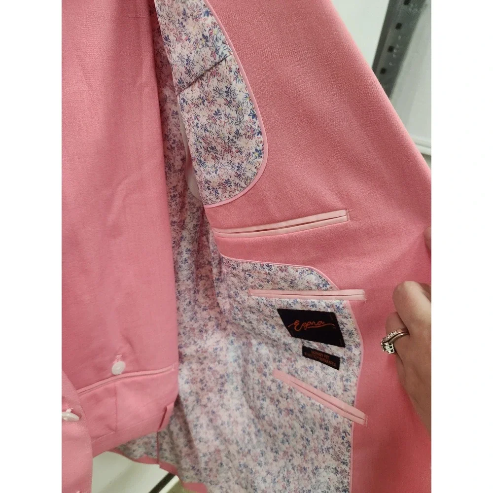 NWT Egara Mens Pink Skinny Fit 2 Piece Suit