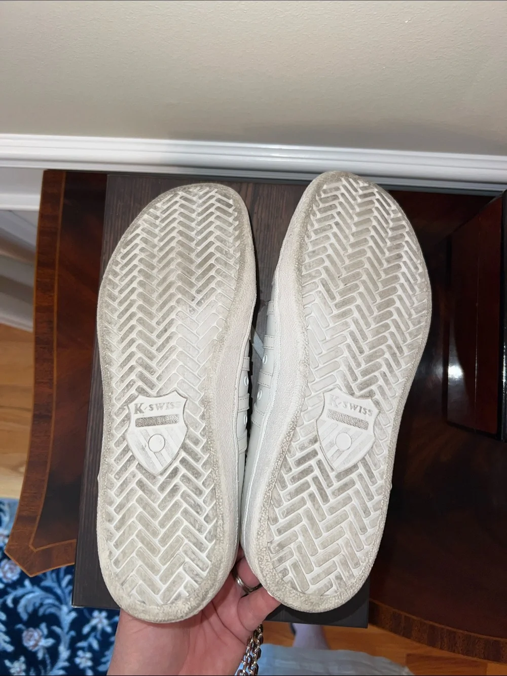 K-Swiss Men’s Classic 66 Premium White on White Leather Low-Top Sneakers 8.5