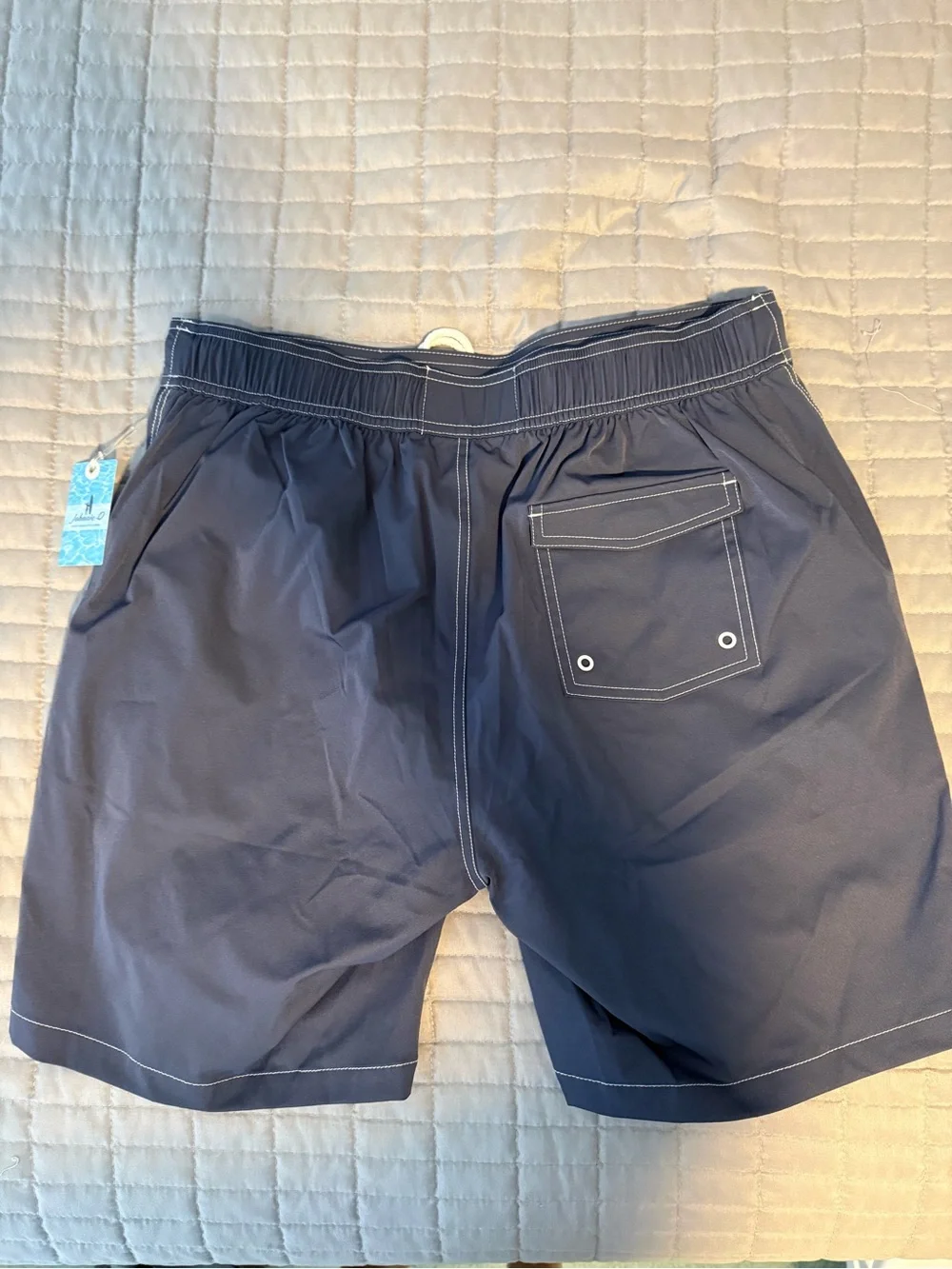 johnnie-O Navy Swim Trunks with White Drawcord