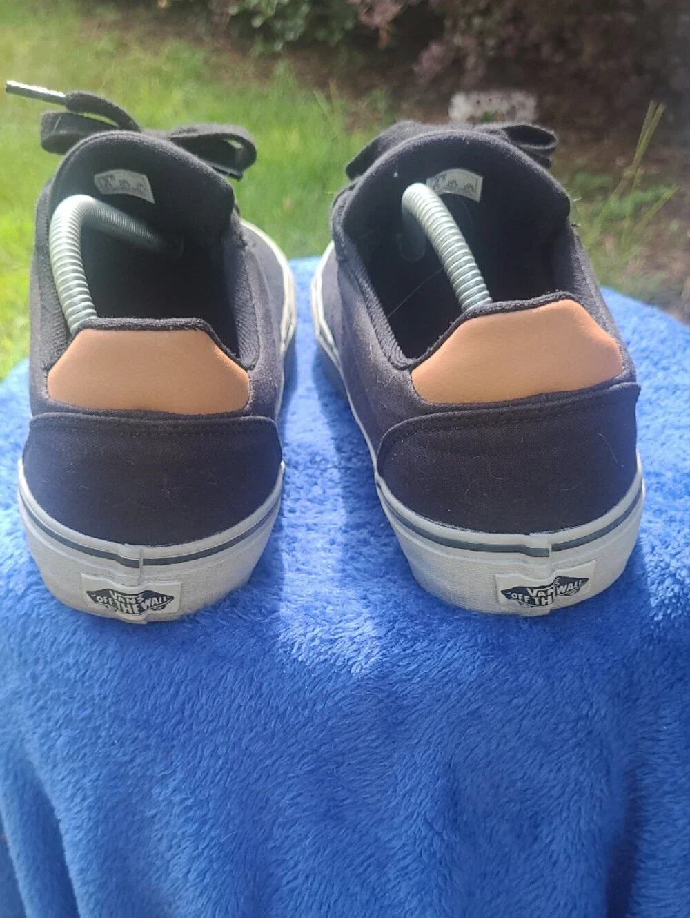 Vans Black Canvas Low-Top Sneakers with Tan Accents Mens Size 9.5