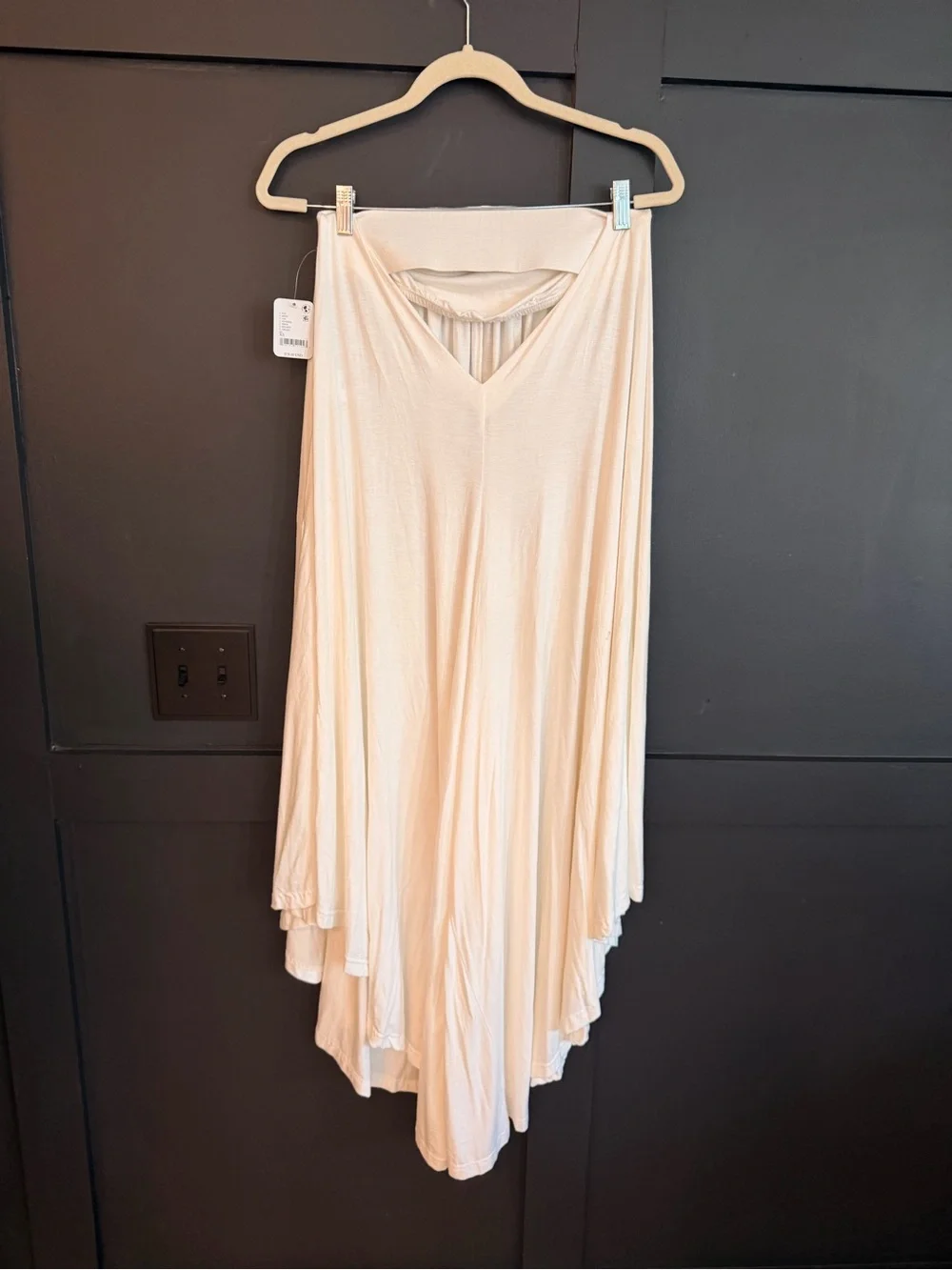 Free People Cream Flowy Ankle-Length Cropped Pants