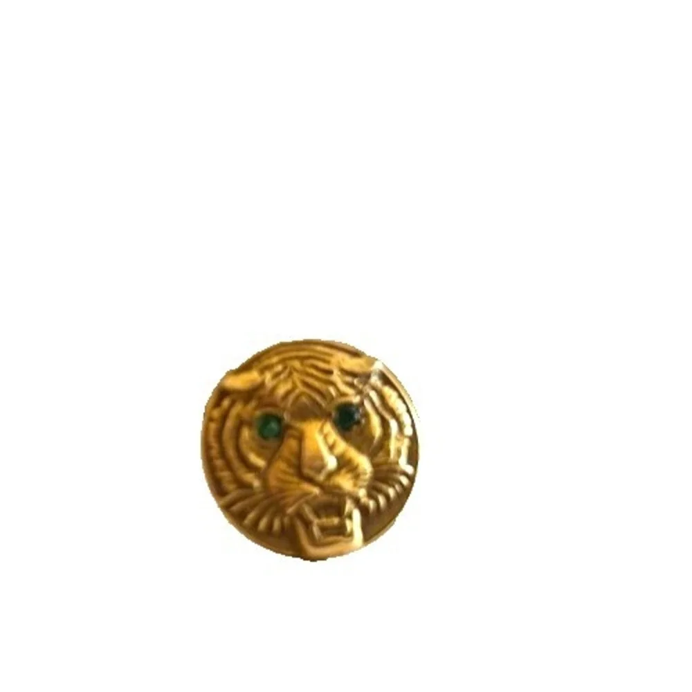 Vintage Tiger Head Lapel Pin Tie Tack 10K GR Rolled Gold Gucci Style Panther EUC