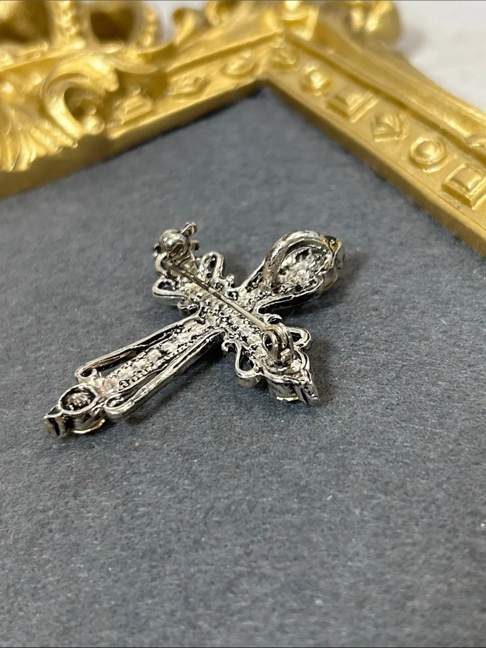 Green Crystal Cross Brooch - Women Jewelry Brooches