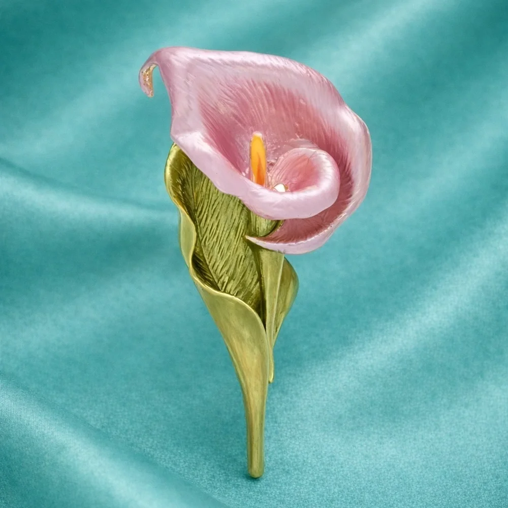 Pink Calla Lily Floral Brooch