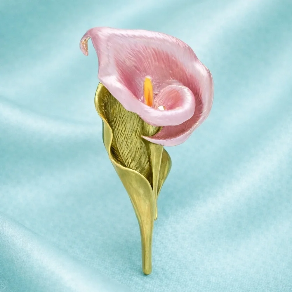 Pink Calla Lily Floral Brooch