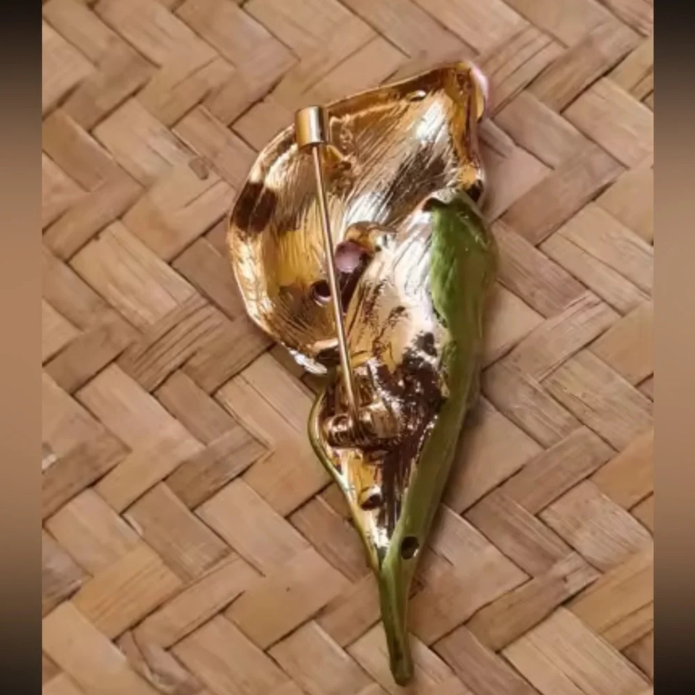 Pink Calla Lily Floral Brooch