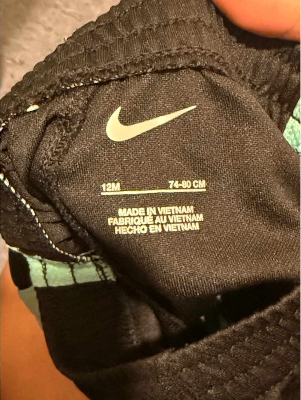 Nike Baby Toddler Black Dri-FIT Athletic Shorts Aqua Trim Pink Swoosh 12M