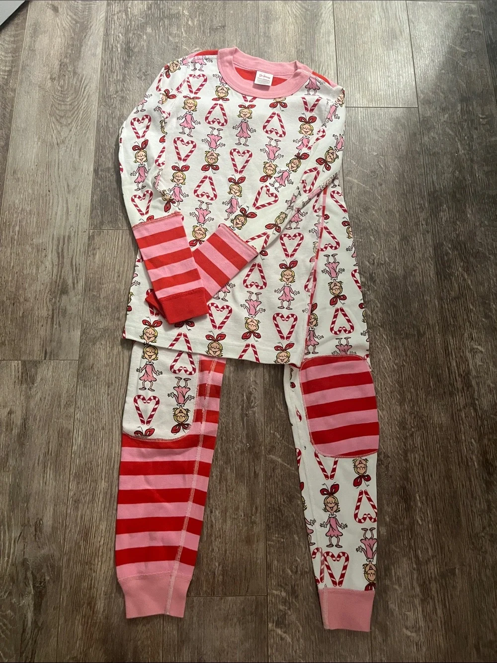 Hanna Andersson Pink and Red Heart & Ballerina Pajama Set Size 8