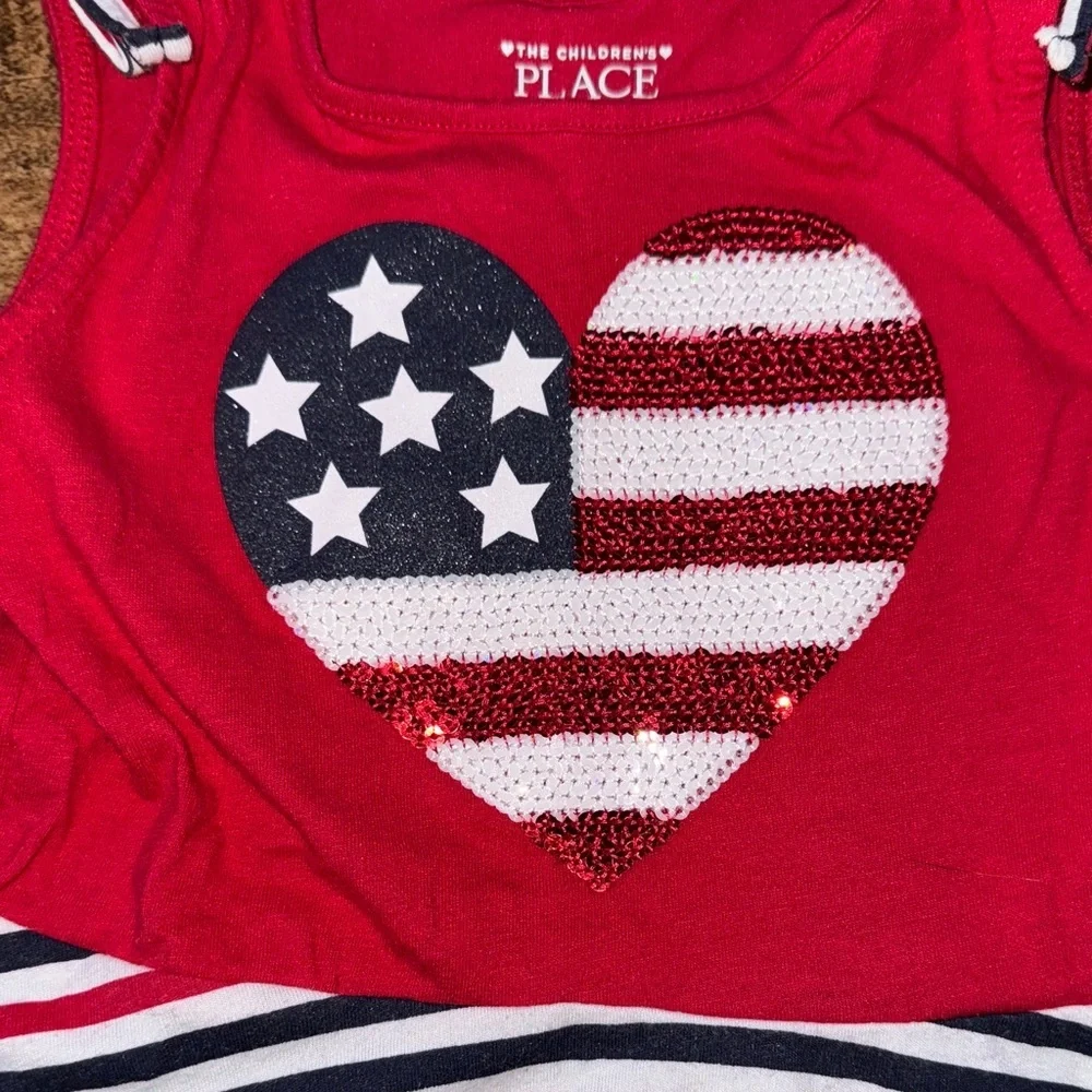 Red and Blue Striped Heart Tank Top dress 4t