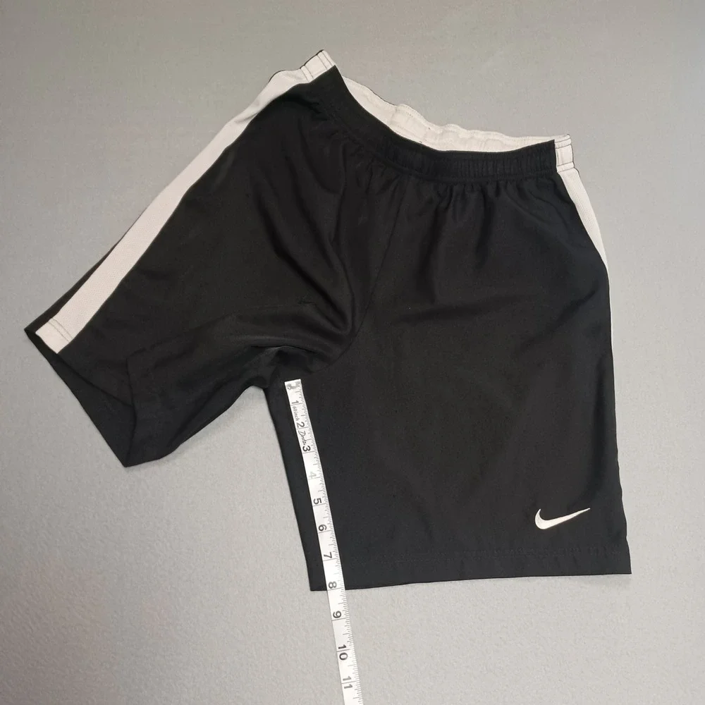 Nike Shorts Boys L Black Dri-FIT Soccer Mesh Stripe Athletic Performance