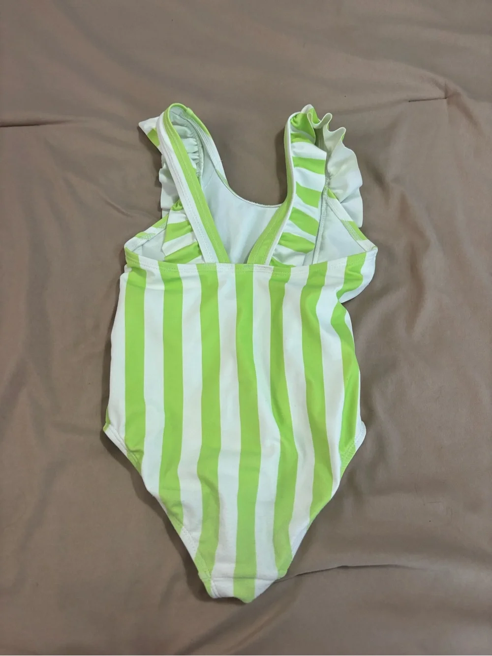Carter's Girls Neon Green & White Striped Ruffle One-Piece Swimsuit | Size 5T