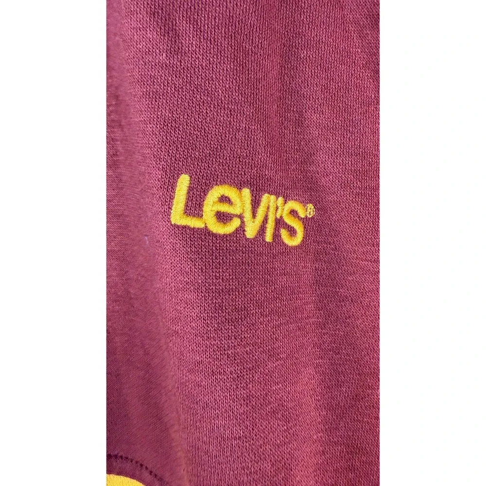 Levis Relaxed Fit Colorblock Hoodie Burgundy Gold Embroidered Logo A3307-0000 L