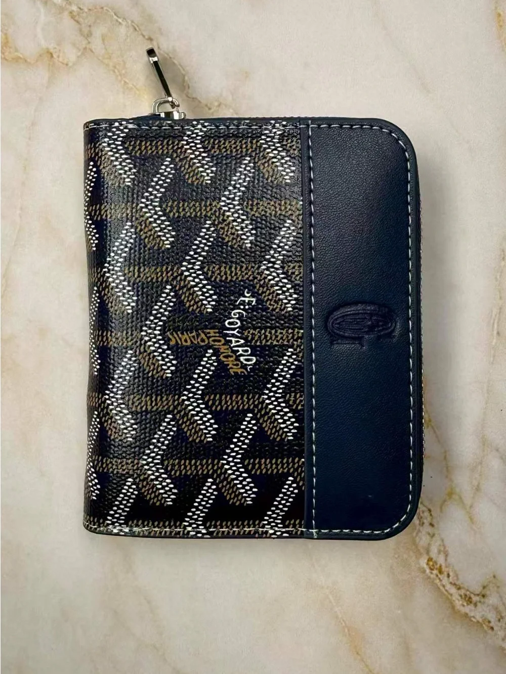 Goyard Black and Brown Coated Canvas Zip Card Holder