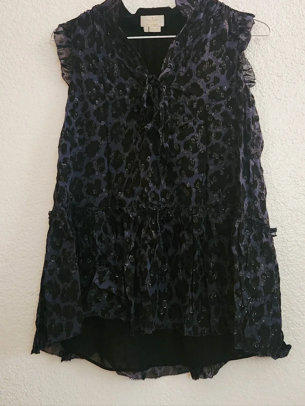 Kate Spade Blue Leopard Blouse XS