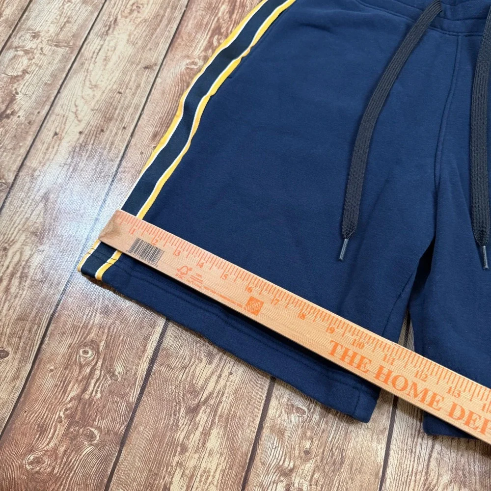 Hollister Fleece Side Stripe Shorts Mens Small Navy Blue Elastic Waist