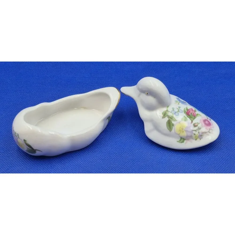 Vintage Aynsley Wild Tudor Duck Trinket Box England Fine Bone China 4.5x2.5
