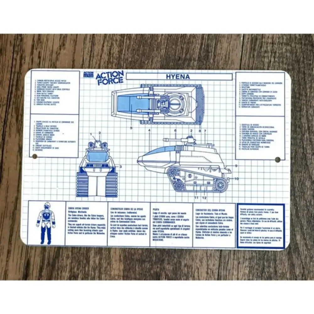 Retro Action Force Hyena GI Joe HISS Tank‎ Blueprint 8x12 Metal Wall Sign Poster