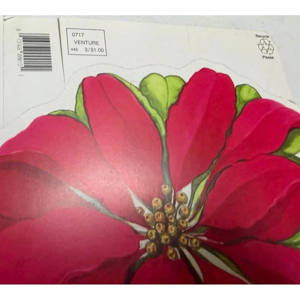 Vintage Eureka USA Poinsettia Die-Cuts Holiday Wall Decor - Set of 2