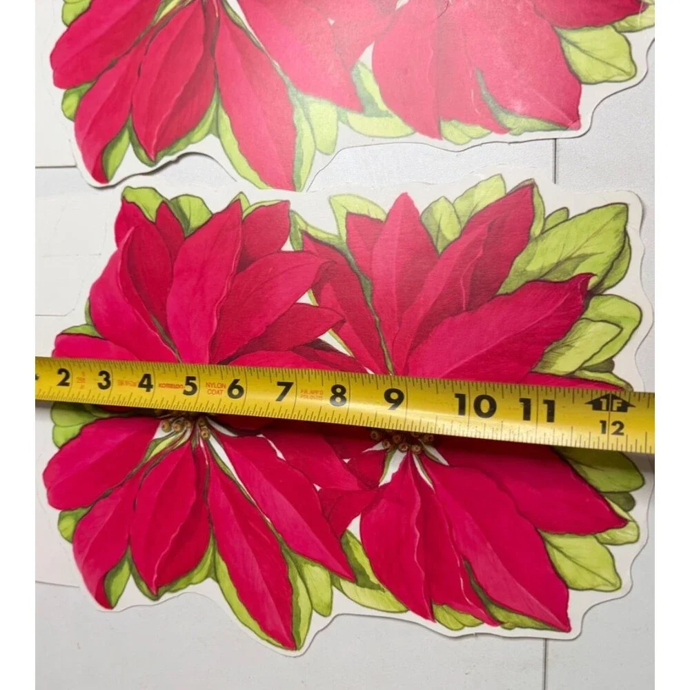 Vintage Eureka USA Poinsettia Die-Cuts Holiday Wall Decor - Set of 2