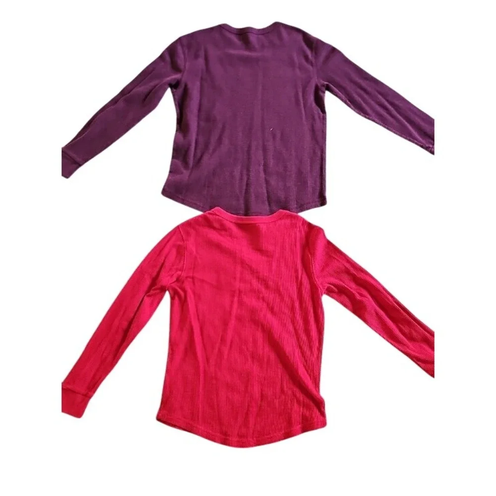 Old Navy Boys Waffle Knit Long Sleeve Shirt Lot of 4 Large 10-12 Black Red Grey