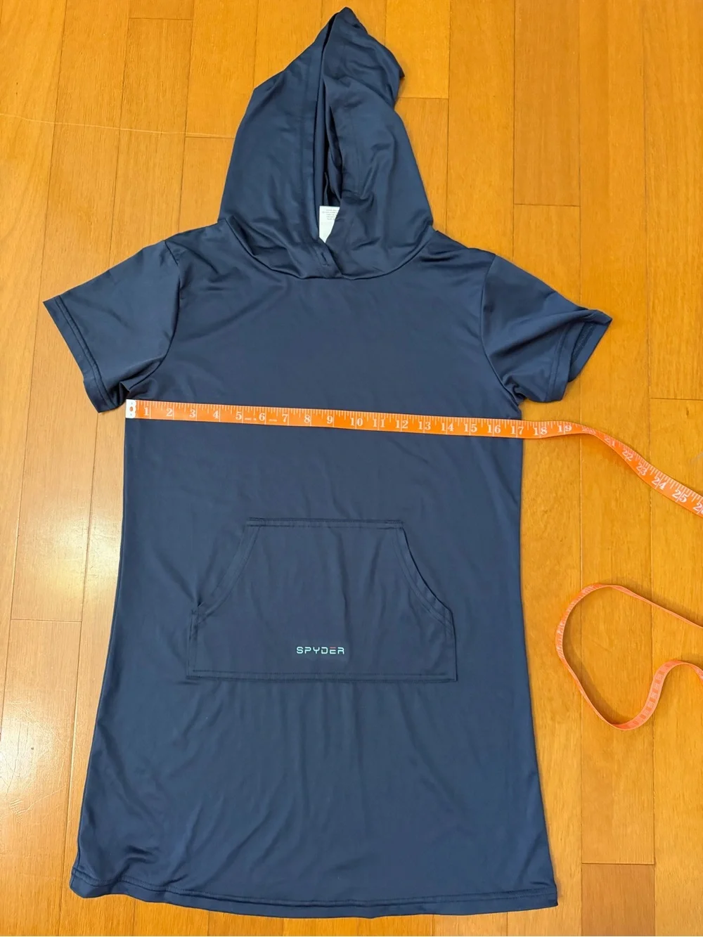 Spyder Boys Large 12/14 Navy Performance Hooded Short Sleeve Pocket Athletic