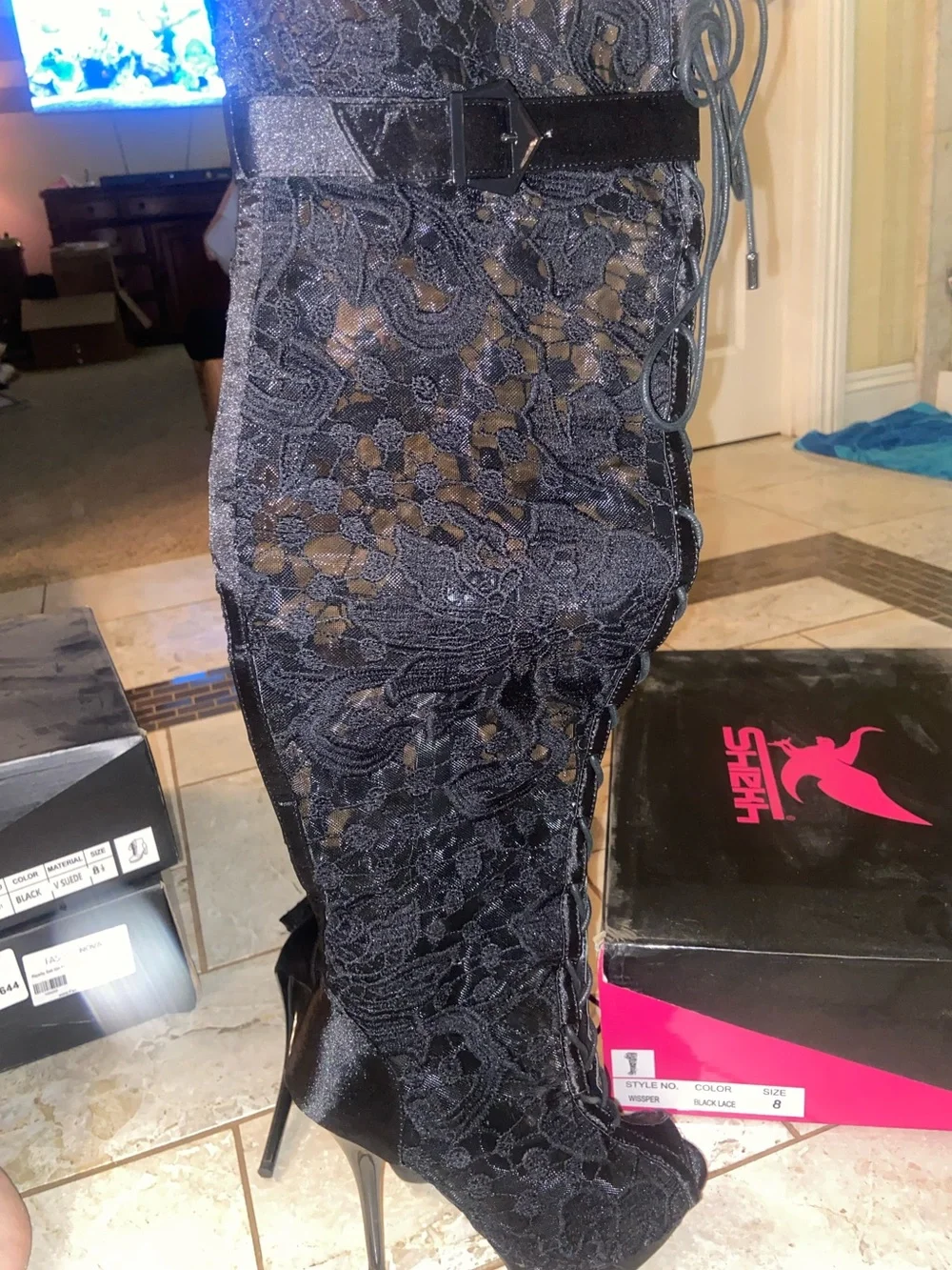 Lace up thigh high boots