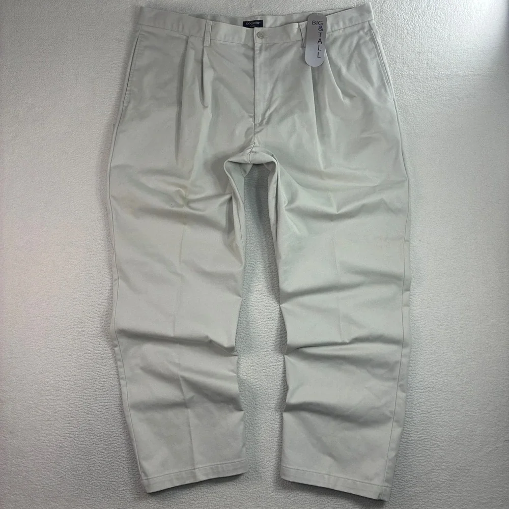 Vintage Dockers Pleated Chino Pants Men 44x32 Beige Business Casual Preppy NWT