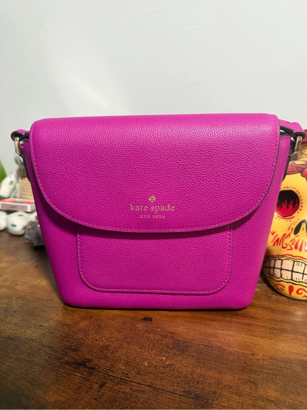 kate spade vibrant fuchsia pink pebbled leather crossbody