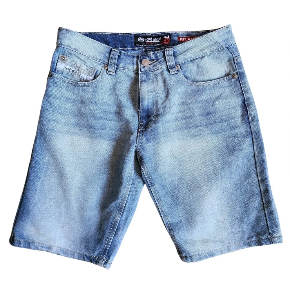 Vintage Ecko Denim Shorts Mens 30 Jorts Blue Zip Fly Chino Casual Adult Y2K‎