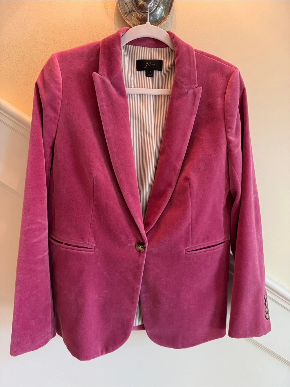 J. Crew Rose Pink Velvet Blazer