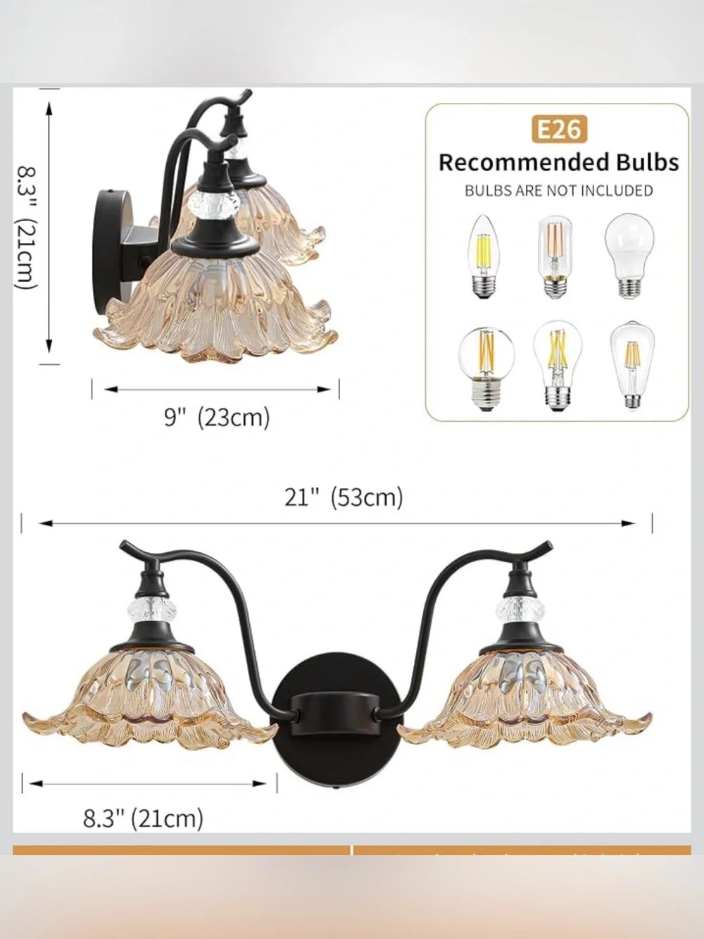 Vintage Bathroom Vanity Light Fixtures 2 light