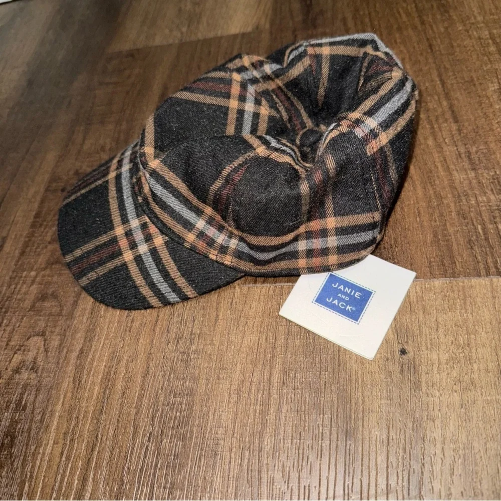NWT Janie & Jack Boys Brown Plaid Baby Hat