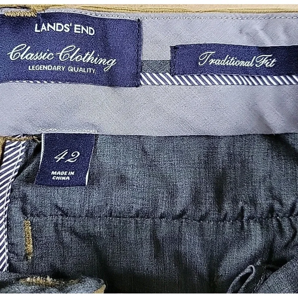 Lands End Mens Size 42 Pants Classic Corduroy Traditional Fit Brown Cotton BLEND