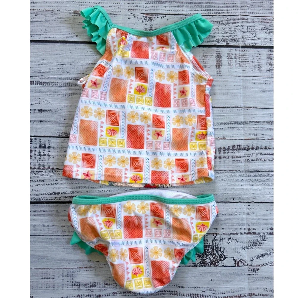Disney‎ Moana Swimsuit Kids Multicolor Ruffle Tankini Two Piece Set 3T