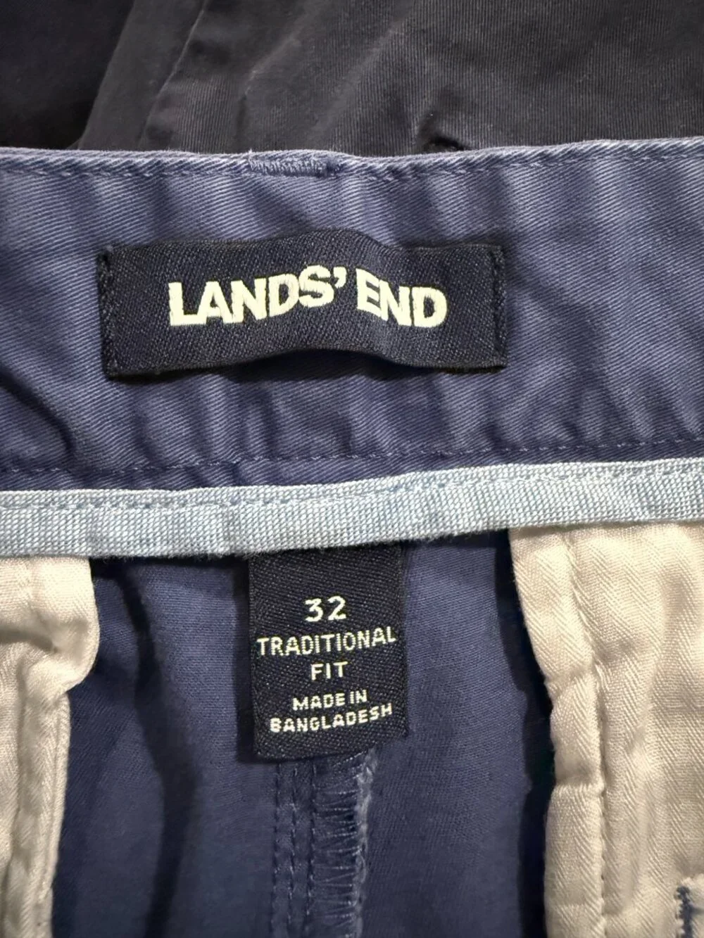 Land's End Men's Traditional Fit Chino Shorts Medium Blue Size 32 8.5