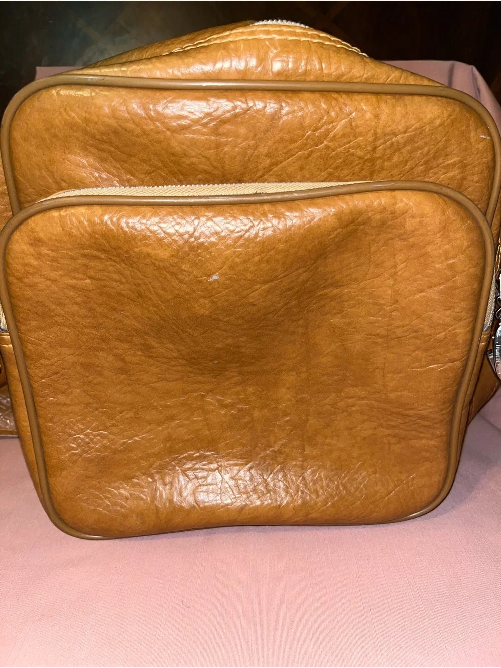 Vintage Leather Crossbody Bag/Carry on bag in Cognac Brown