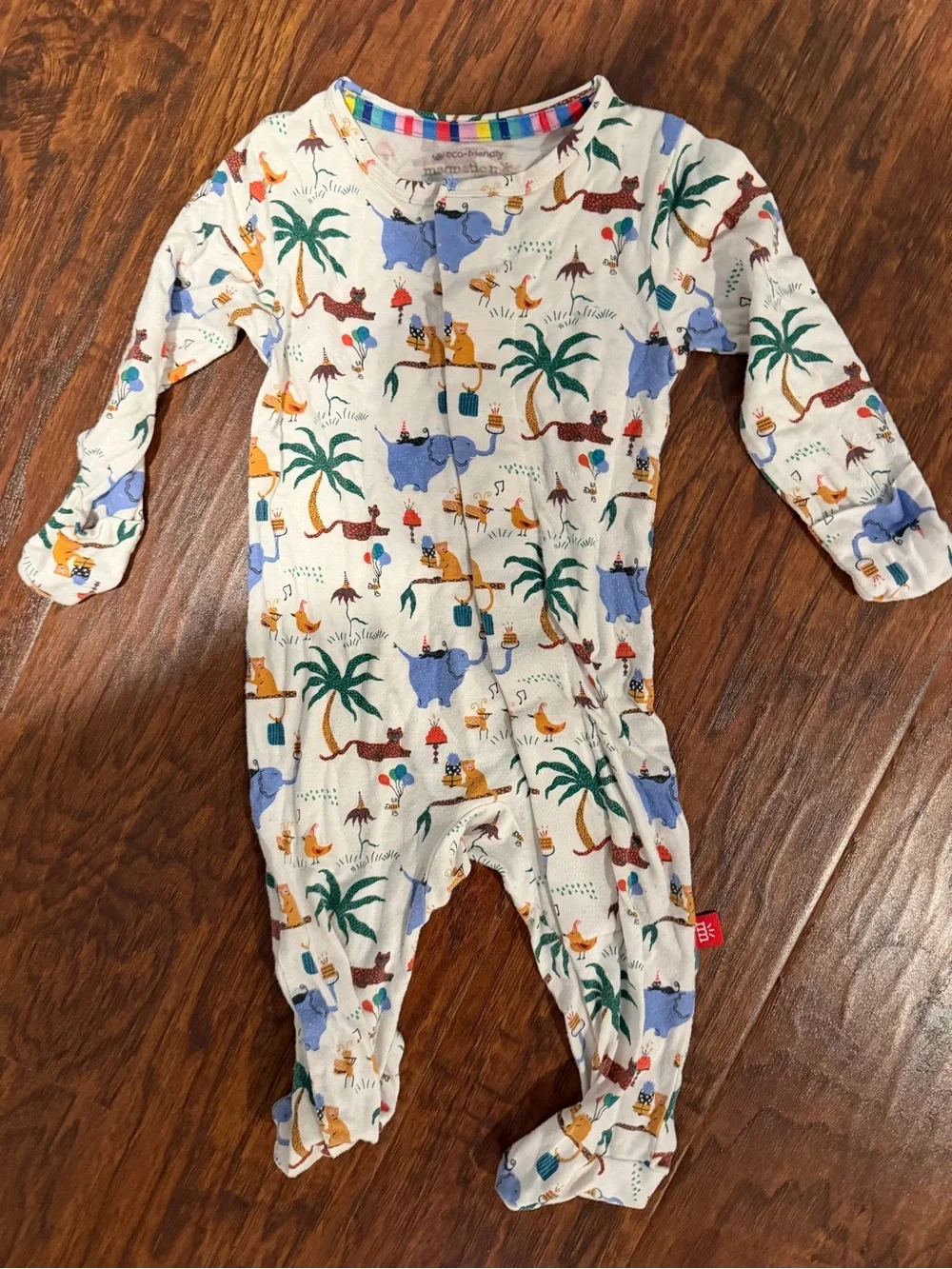 Magnetic Me Neutral Safari/Party AnimalPrint Baby One-Piece - Long Sleeve