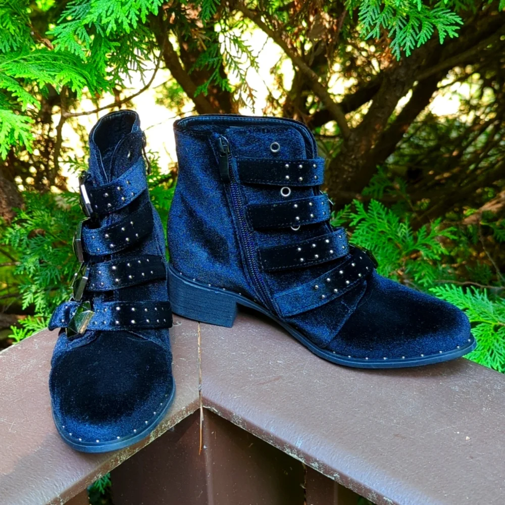 Western Style Velour Booties - Like NEW