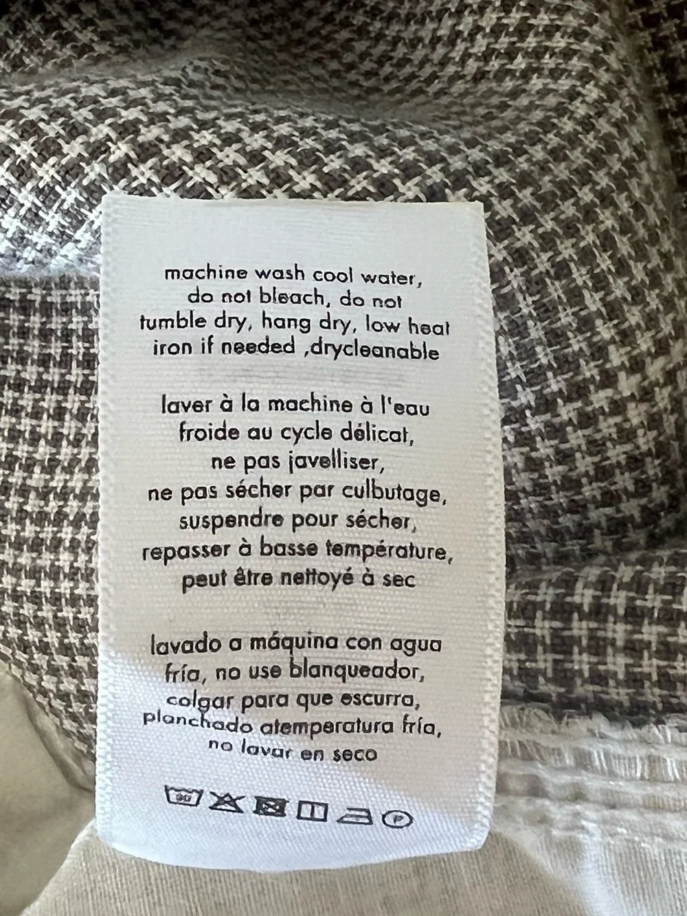 Onia Austin Micro Houndstooth Linen Shorts Men’s 34 Greige