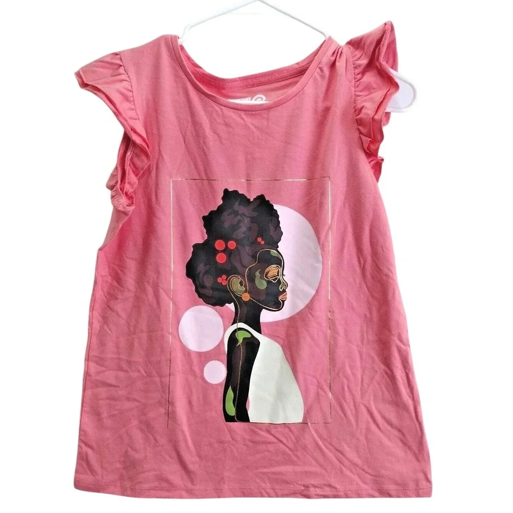 Target Black History‎ Month Kids Ruffle Sleeve Graphic Tee Size XL 14 16 Pink