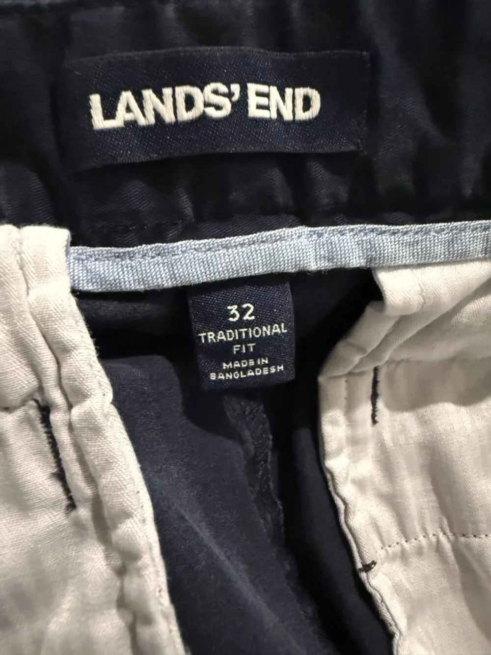 Land's End Men's Traditional Fit Chino Shorts Navy Size 32 8.5