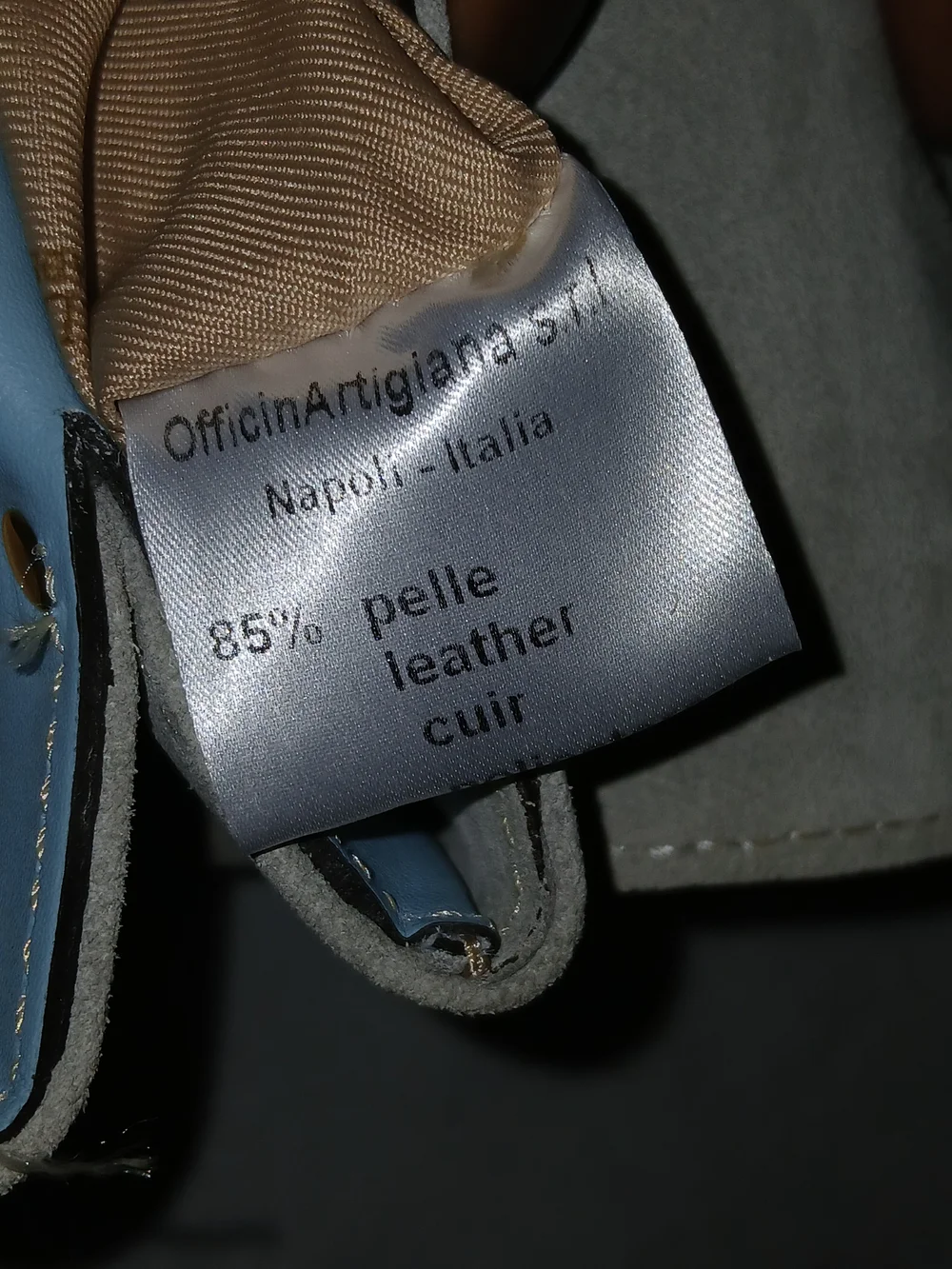 A. Bellucci Two-Tone Light Blue/Gray Leather and Sued Chain Shoulder Bag
