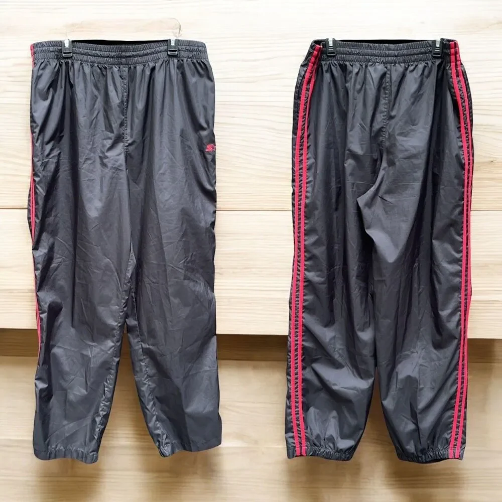 Vintage Starter Track Pants Mens XL Black tango Red Stripes Windbreaker Retro