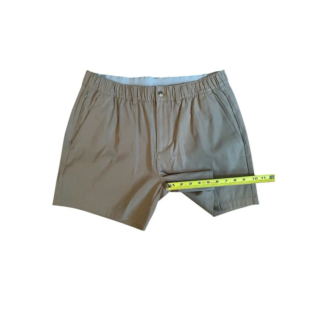 Wowie Shorts Mens L Pockets Elastic Stretch Waist Colorful Details Beige Brown