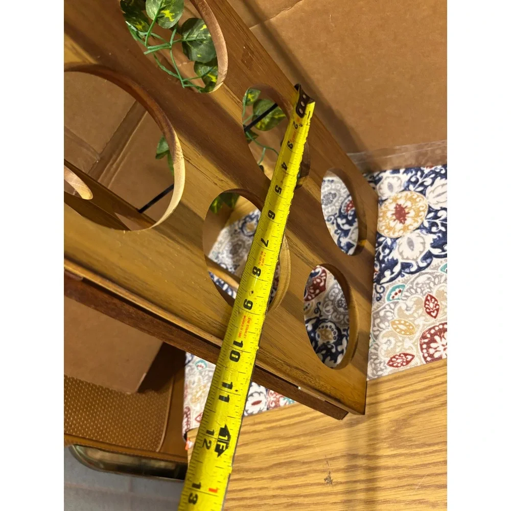 Natural Acacia Wood 6 Bottle Wine Rack Foldable A-Frame Countertop Storage Stand