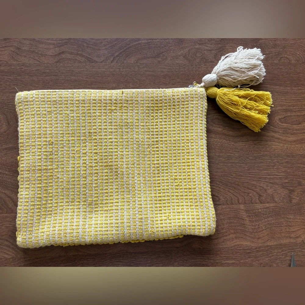 Sole Society Yellow Macramé Tassel Clutch